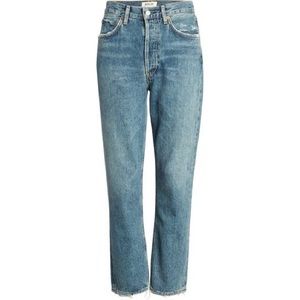 AGOLDE Riley High Waist Straight Leg Crop Jeans in Frequency (size 24)